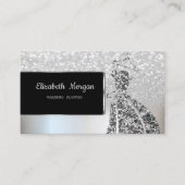 Elegant Luxury Silver Glitter Bokeh Ombre, Dress Visitekaartje (Voorkant)