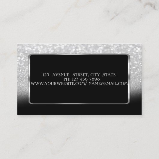 Elegant Luxury Silver Glitter Bokeh Ombre Visitekaartje (Achterkant)