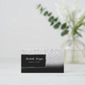 Elegant Luxury Silver Glitter Bokeh Ombre Visitekaartje (Staand voorkant)