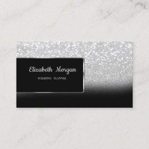 Elegant Luxury Silver Glitter Bokeh Ombre Visitekaartje