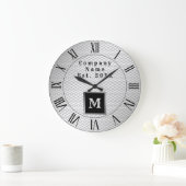 Elegant Luxury Silver Metal Monogrammed Grote Klok (Huis)