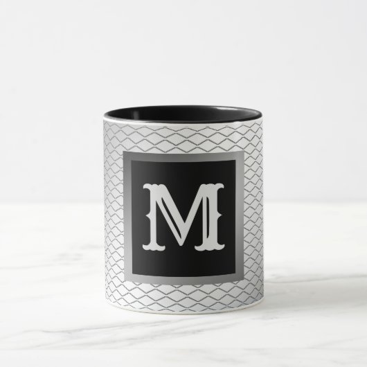Elegant Luxury Silver Metal Monogrammed Mok (Midden)