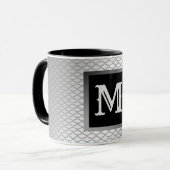Elegant Luxury Silver Metal Monogrammed Mok (Voorkant links)