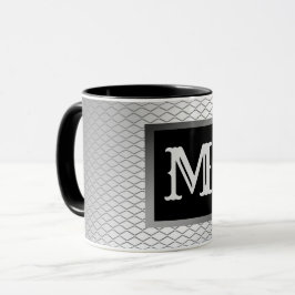 Elegant Luxury Silver Metal Monogrammed Mok