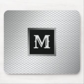 Elegant Luxury Silver Metal Monogrammed Muismat (Voorkant)