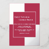 Elegant Luxury Silver Script Magenta Lijst Weddens Folie Uitnodiging (Voorkant)