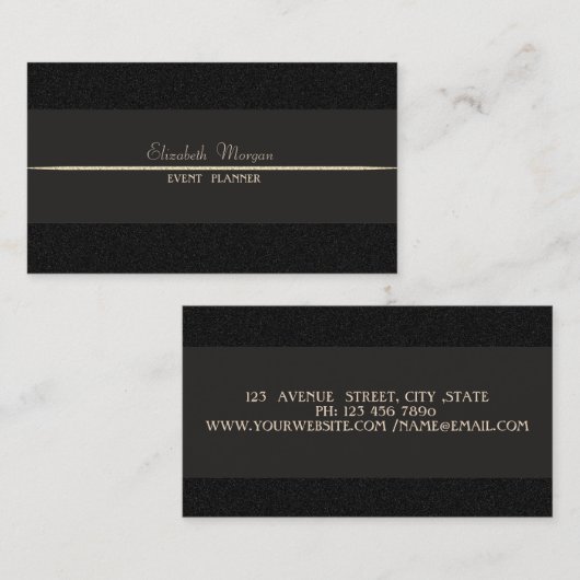 Elegant Luxury Simple, zwart Visitekaartje (Voorkant / Achterkant)