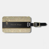 Elegant Luxury Sophisticated, Cat, Glittery Bagagelabel (Voorkant horizontaal)