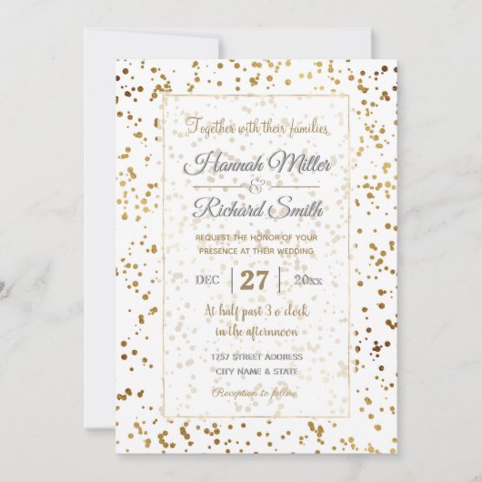 Elegant Luxury Sparging Gold Confetti Stip Afbeeld Kaart (Voorkant)