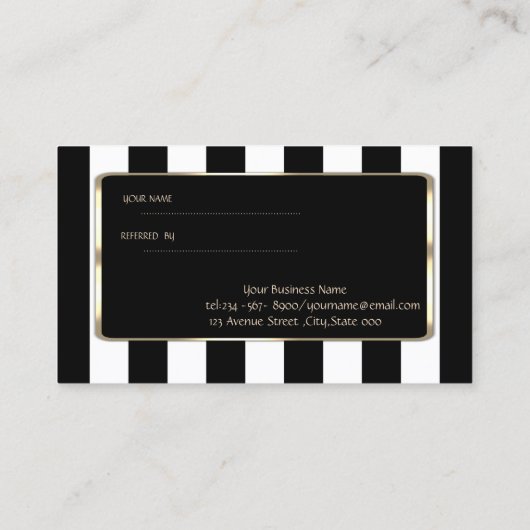 Elegant Luxury Striped, Confetti verwijzingskaart Aanbevelingskaartje (Achterkant)