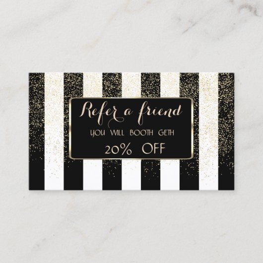 Elegant Luxury Striped, Confetti verwijzingskaart Aanbevelingskaartje (Voorkant)