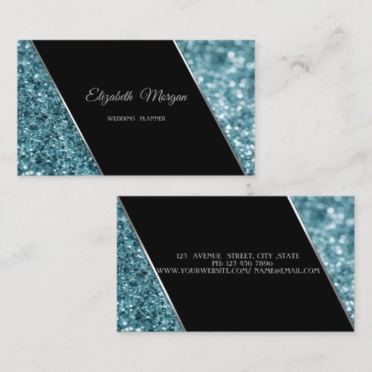 Elegant Luxury Stylish Blue Glitter Bokeh Visitekaartje (Voorkant / Achterkant)