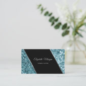 Elegant Luxury Stylish Blue Glitter Bokeh Visitekaartje (Staand voorkant)