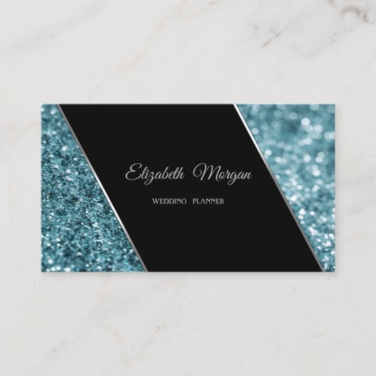 Elegant Luxury Stylish Blue Glitter Bokeh Visitekaartje (Voorkant)