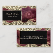 Elegant Luxury Stylish Gold Glitter Burgundy Visitekaartje (Voorkant / Achterkant)