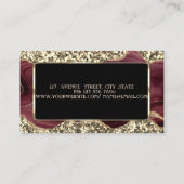 Elegant Luxury Stylish Gold Glitter Burgundy Visitekaartje (Achterkant)