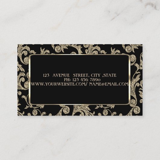 Elegant Luxury Stylish, Gold Glitter Swirls, Lijst Visitekaartje (Achterkant)