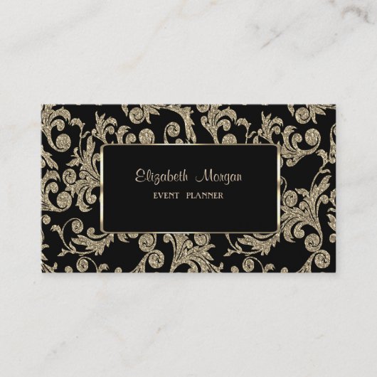Elegant Luxury Stylish, Gold Glitter Swirls, Lijst Visitekaartje (Voorkant)