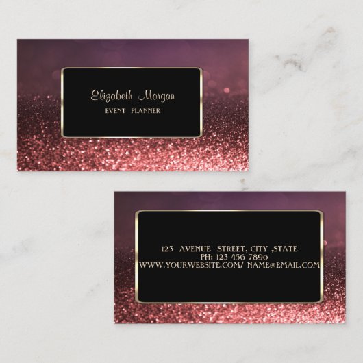 Elegant Luxury Stylish Gold Lijst, Glittery Bokeh Visitekaartje (Voorkant / Achterkant)