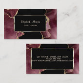 Elegant Luxury Stylish, Modern, Burgundy Agate Visitekaartje (Voorkant / Achterkant)