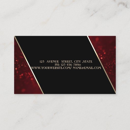 Elegant Luxury Stylish Red Glitter Bokeh Visitekaartje (Achterkant)