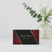 Elegant Luxury Stylish Red Glitter Bokeh Visitekaartje (Staand voorkant)