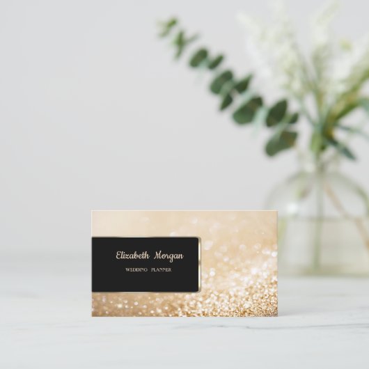 Elegant Luxury Stylish Red Glitter Bokeh Visitekaartje (Staand voorkant)