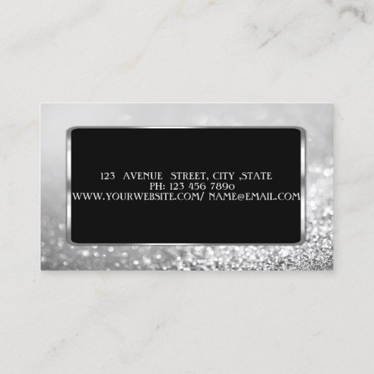 Elegant Luxury Stylish Silver Glitter Bokeh Visitekaartje (Achterkant)