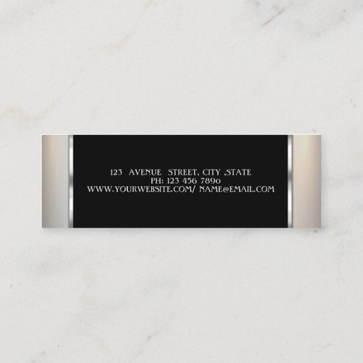 Elegant Luxury Stylish Silver, Lijst Mini Visitekaartje (Achterkant)