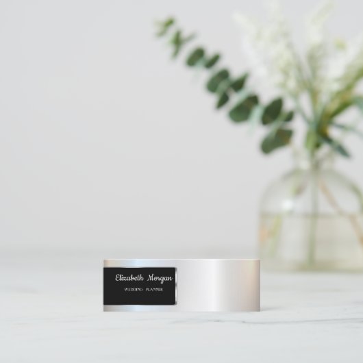 Elegant Luxury Stylish Silver, Lijst Mini Visitekaartje (Staand voorkant)