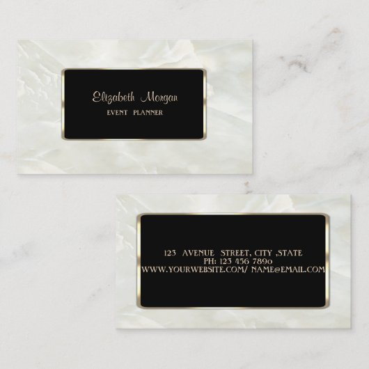 Elegant Luxury Stylish, White Marble, Lijst Visitekaartje (Voorkant / Achterkant)