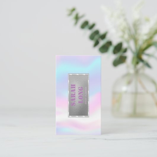 Elegant Luxury Sweet Holographic Visitekaartje (Staand voorkant)