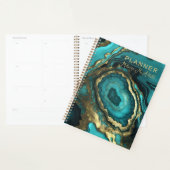 Elegant Luxury Teal Agate & Gold Geode Marble Planner (Display)
