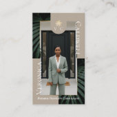 Elegant Luxury Tropical Palm Tree Monogram Photo Visitekaartje (Voorkant)