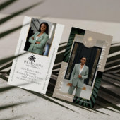 Elegant Luxury Tropical Palm Tree Monogram Photo Visitekaartje