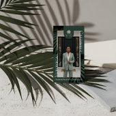 Elegant Luxury Tropical Palm Tree Monogram Photo Visitekaartje