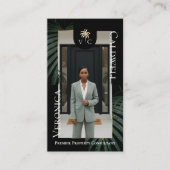 Elegant Luxury Tropical Palm Tree Monogram Photo Visitekaartje (Voorkant)