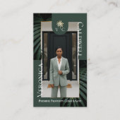 Elegant Luxury Tropical Palm Tree Monogram Photo Visitekaartje (Voorkant)