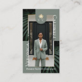 Elegant Luxury Tropical Palm Tree Monogram Photo Visitekaartje (Voorkant)