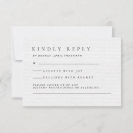 Elegant Luxury Typography Black & White Wedding RSVP Kaartje