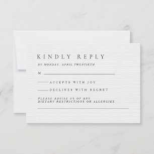 Elegant Luxury Typography Black & White Wedding RSVP Kaartje