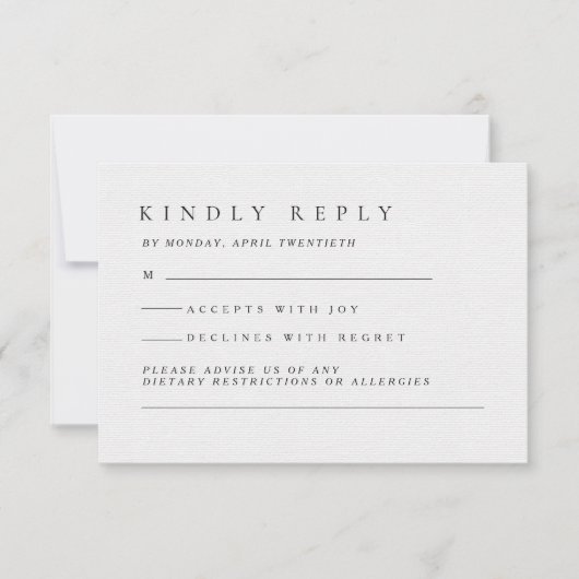 Elegant Luxury Typography Black & White Wedding RSVP Kaartje (Voorkant)