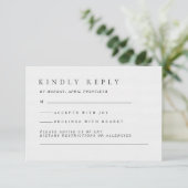 Elegant Luxury Typography Black & White Wedding RSVP Kaartje (Staand voorkant)
