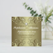Elegant Luxury  Victoriaans Gold Wedding Kaart (Staand voorkant)