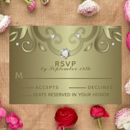 Elegant Luxury  Victoriaans Gold Wedding RSVP Kaartje