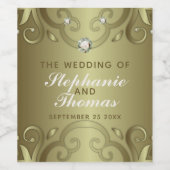Elegant Luxury Victoriaans Gold Wedding Wijn Etiket (Enkel label)