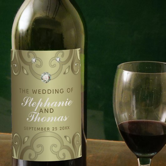 Elegant Luxury Victoriaans Gold Wedding Wijn Etiket