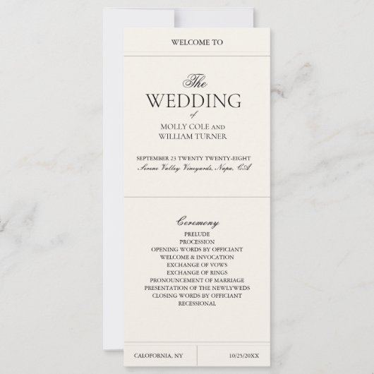 Elegant Luxury Vintage Classic Wedding Programme (Voorkant)