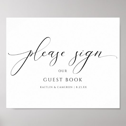 Elegant Luxury Wedding Guestbook Calligraphy Sign Poster (Voorkant)