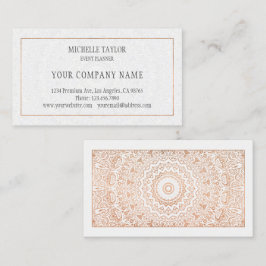 Elegant Luxury White Rose Gold Mandala Glamor Visitekaartje